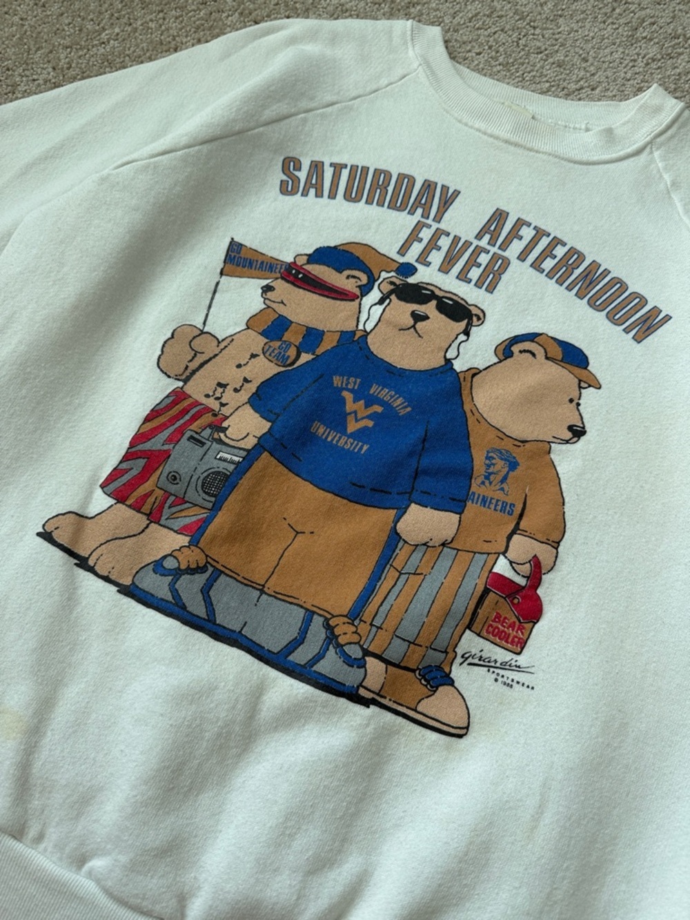 Vintage WVU Mountaineers College Football Graphic Novelty Crewneck Sweatshirt - Picture 2 of 8